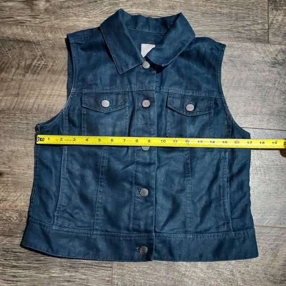 J Jill Linen Vest  Classic Short American Style Women XS Shank  Buttons - Picture 2 of 7